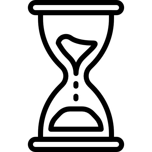 Hourglass icon symbolizing the passage of time, often used to represent deadlines or time management. Relevant for topics on scheduling or progress tracking.